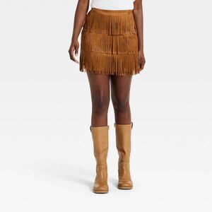 Universal Thread - Women's Western Fringe Mini Skirt - Universal Thre Brown